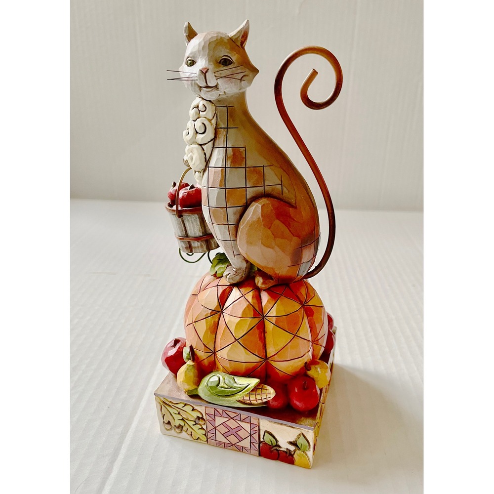 Jim Shore HeasrtWood Creek Happy Harvest 4017424 Autumn Leaf Cat Pumpkin Fall
